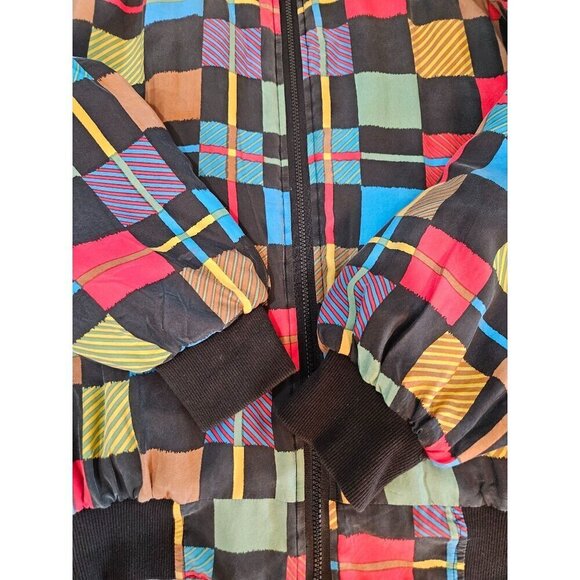 Carol Horn Vintage 80's Medium Oversized Boho Silk Patchwork Bomber Jacket - Picture 6 of 11
